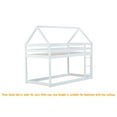 thumbnail image 4 of Bellemave Twin over Twin Rubber Wood Floor Bunk Bed House-shaped Bunk Bed Loft Bed with Roof Low Bunk Bed with Ladder and Guardrails for Teens(White, Twin over Twin), 4 of 11