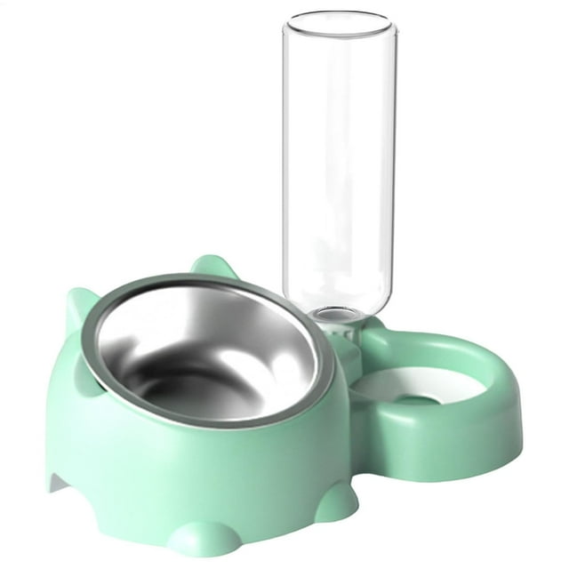 Food Water Bowl Set for Cats - PP Material, Automatic Water Dispenser - Removable Tray for Dry/Wet Food Separation, Pet Feeding