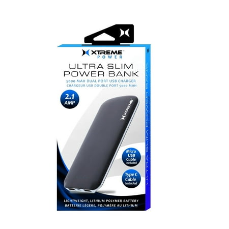 Xtreme 5,000 mAh Portable Power Bank for Phones,Tablets with 2.1A Output &Type