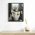 thumbnail image 2 of QZHH  Funny Cat Sitting in Toilet Reading Newspaper Poster Canvas Wall Art for Toilet Bathroom (Framed) 12x16in, 2 of 4