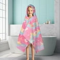 thumbnail image 6 of Pink Tie Dye Pattern Hooded Bath Towel，50"x30" for Ages 3 To 12 Kids, Quick Dry Lightweight Soft Microfiber Hood Beach Towel Cover Up for Kids, 6 of 7