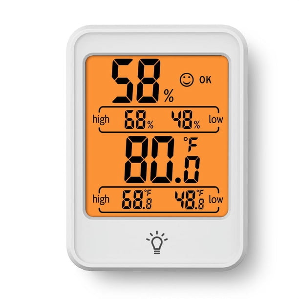 Termómetro higrómetro digital, termómetro de humedad interior con retroiluminación y pantalla LCD grande, interruptor ℃ y ℉, termómetro digital higrómetro monitor para humidificadores y aire acondicionado brillar Electrónica