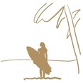 thumbnail image 1 of Surfer on The Beach Sketch - 5" - Die-Cut Sticker - for Cars, Trucks, Windows, Laptops, Tablets 3.0 mil Thick - Gold, 1 of 4