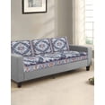 thumbnail image 2 of Blue Boho Couch Cushion Covers Stretch, Washable Sofa Seat Covers Individual Seat Cushion Sofa Slipcovers Ethnic Geometric Middle Century Art Couch Cover Furniture Protector S-3PCS, 2 of 7