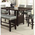 thumbnail image 3 of Counter Height Dining Table - 60" Faux Marble Top, Espresso Brown, Birch Wood Kitchen Table w/ Storage for Dining Room. Modern Design., 3 of 7
