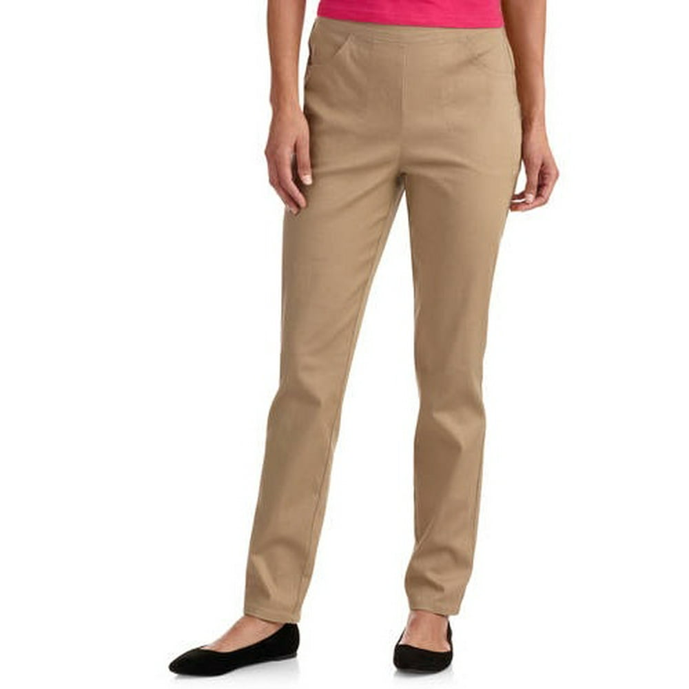 White Stag Women's Flat Front Back Elastic Stretch Denim Pants