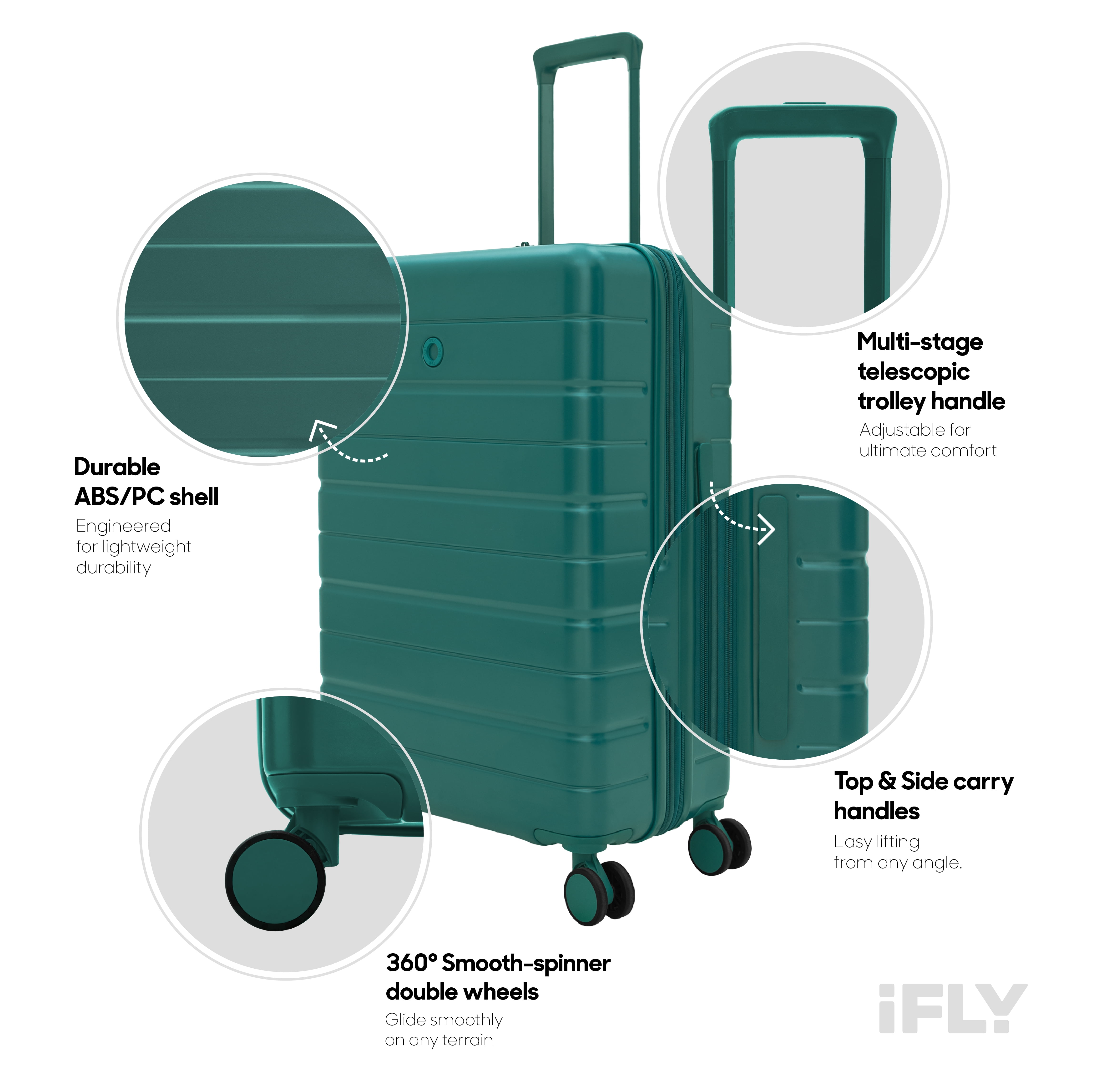 iFLY Evolve 20” Expandable Hardside Spinner Carry-on Luggage, Teal