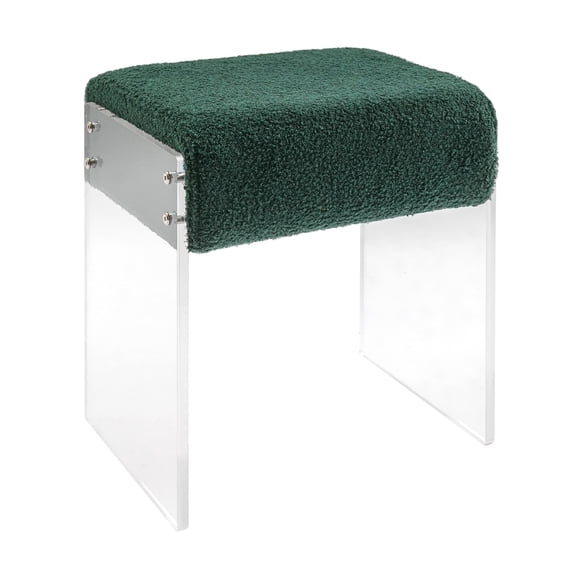 Acrylic Vanity Stool Chair, Stackable Makeup Stool, Soft Wool Fabric Chair with High-Density Comfort Cushion, Cloud-Like Support for Long Sitting at Dressing Table, Bedroom, Bathroom