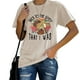 thumbnail image 1 of Camiseta de verano holgada y transpirable de manga corta para mujer en color arena con letras estampadas, 1 of 6