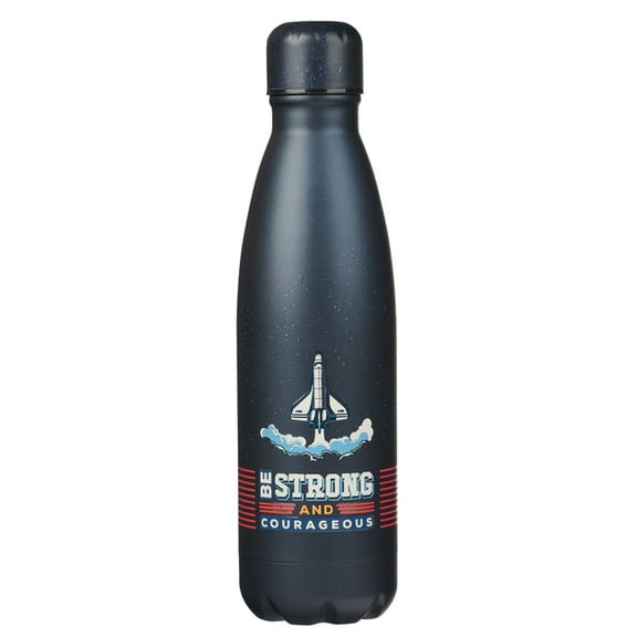 Water Bottle SS Navy Strong and Courageous Josh. 1:9, (Hardcover)
