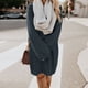 thumbnail image 2 of Vestidos de suéter Prolriy para mujer 2024, suéter de invierno de moda para mujer, suéter de punto de cuello alto, cálido, de manga larga, con bolsillo, vestido de suéter para mujer, gris XXXL, 2 of 8