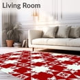 thumbnail image 2 of ODIKA 5'x7' Machine Washable Non-Slip Area Rug, Festive Tartan Check with Nordic Snowflake Motifs High Traffic Rug with Pad, Red, 610823, 2 of 8