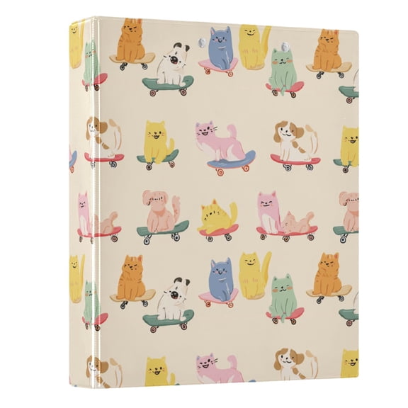 Three Ring Binder Cute Cartoon 1.5 Inch Round Binder D-Rings for Office Supplies and More