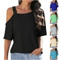thumbnail image 4 of gakvbuo Cold Shoulder Shirts For Women Summer Tops Casual Off Shouldert T-Shirts Blouse Tunic Tops, 4 of 8