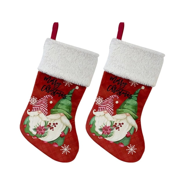 RXIRUCGD Knitted Christmas Stockings With Pockets Socks For Christmas Decorations, Red
