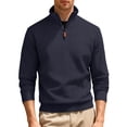thumbnail image 2 of pstuiky manga larga de hombre, Blusa/camiseta informal y moderna de terciopelo de punto con cuello alto y cremallera para hombre, de color liso top de hombre xl, 2 of 6