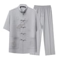 thumbnail image 2 of Tenues Deux Pièces pour Hommes, Ensemble Décontracté Régulier pour Hommes, Mode Confortable Uni à Manches Courtes avec Col Rabattu, Cadeaux pour Hommes, m, 2 of 3