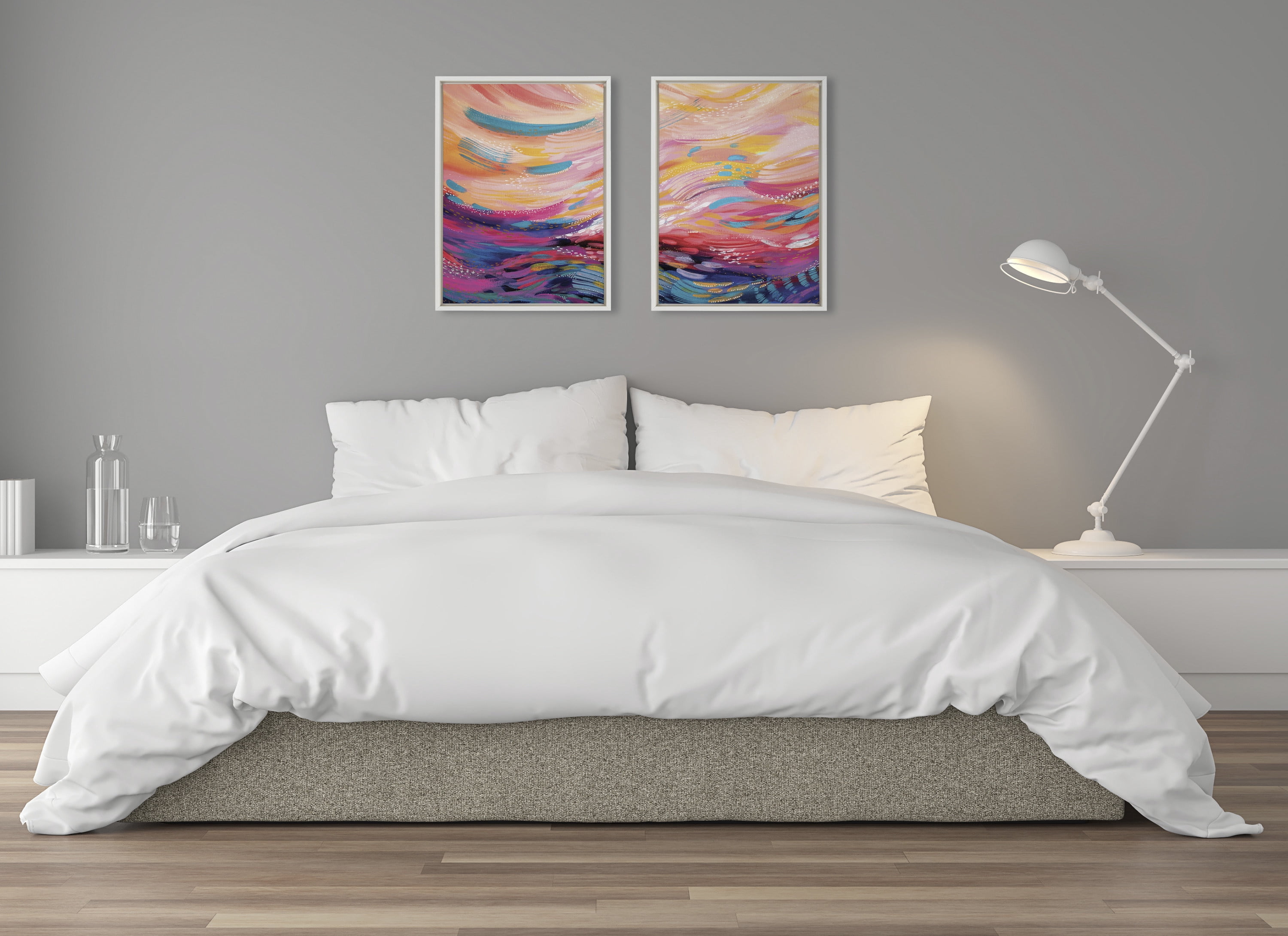 Sylvie Brush Strokes 90 18 in x 24 in Framed Painting Canvas Art Prints, by Kate and Laurel Set of 2