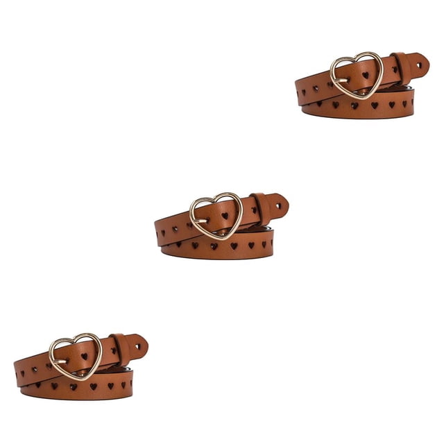 Minnieouse Cinturón Mujer Cuero Vestido Adorno Hebilla En Forma De Corazón Cintura Hueca Camel camello 3piezas Minnieouse CBP060400