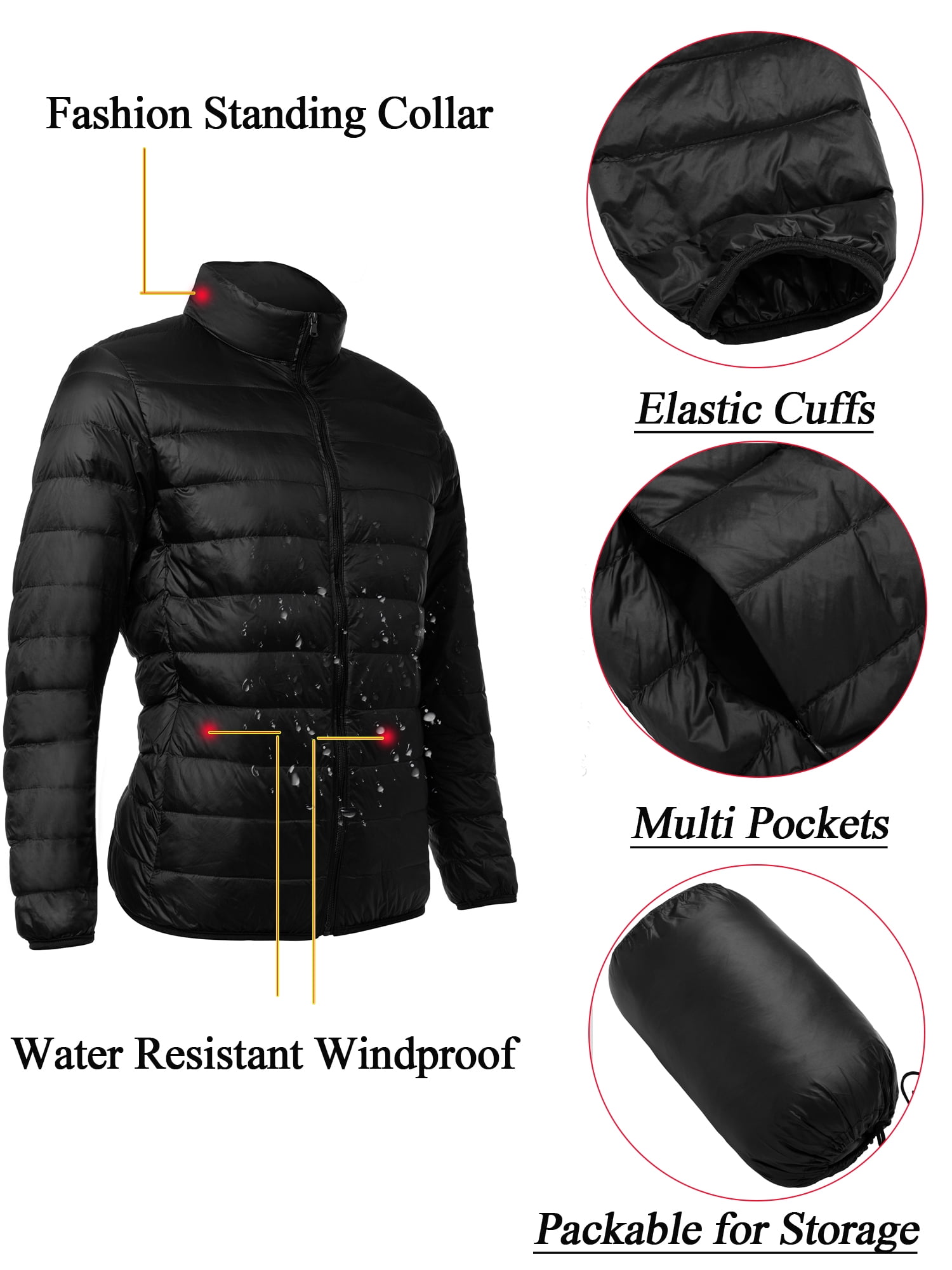 Men's Down Jacket Hooded Packable Down Puffer Jacket Lightweight  Water-Resistant Insulated Down Jacket Black1 L at  Men's Clothing  store