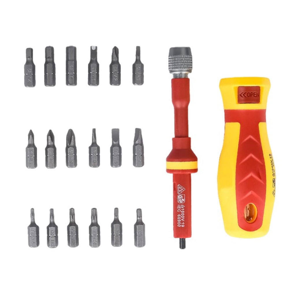 18 In 1 Screwdriver Set 1000V Screwdriver Set Versatile Bits High Voltage Rated Magnetic Feature Bit Length About 2.5 Cm Smile Home