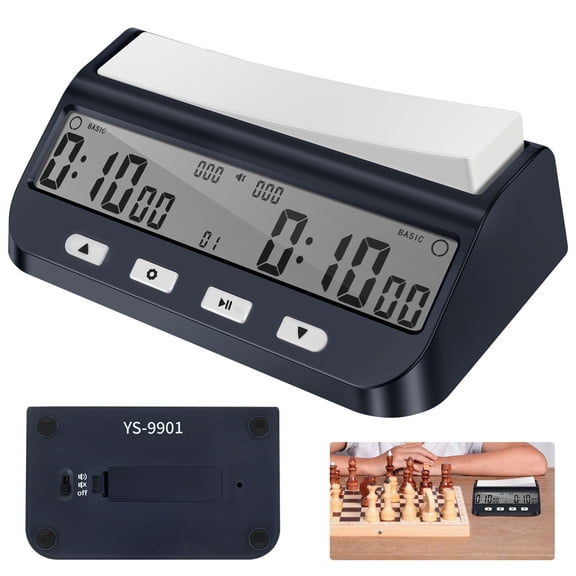 Digital Chess Clock Timer, Multi-Functional Portable Clock with Large Button – Delay, Bonus, BYO YOMI, Count Up/Down, Move Counting & Memory Settings