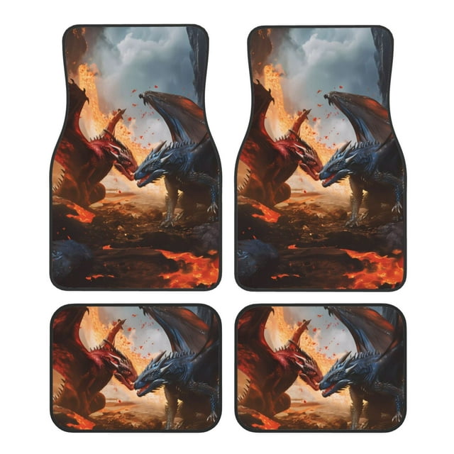 Disketp Lava Dragon for Crystal Velvet Car Mats Four-Piece Set,All-Season Automotive Protection, Vehicles, Cars, Trucks, and SUVs,Anti-Slip Design