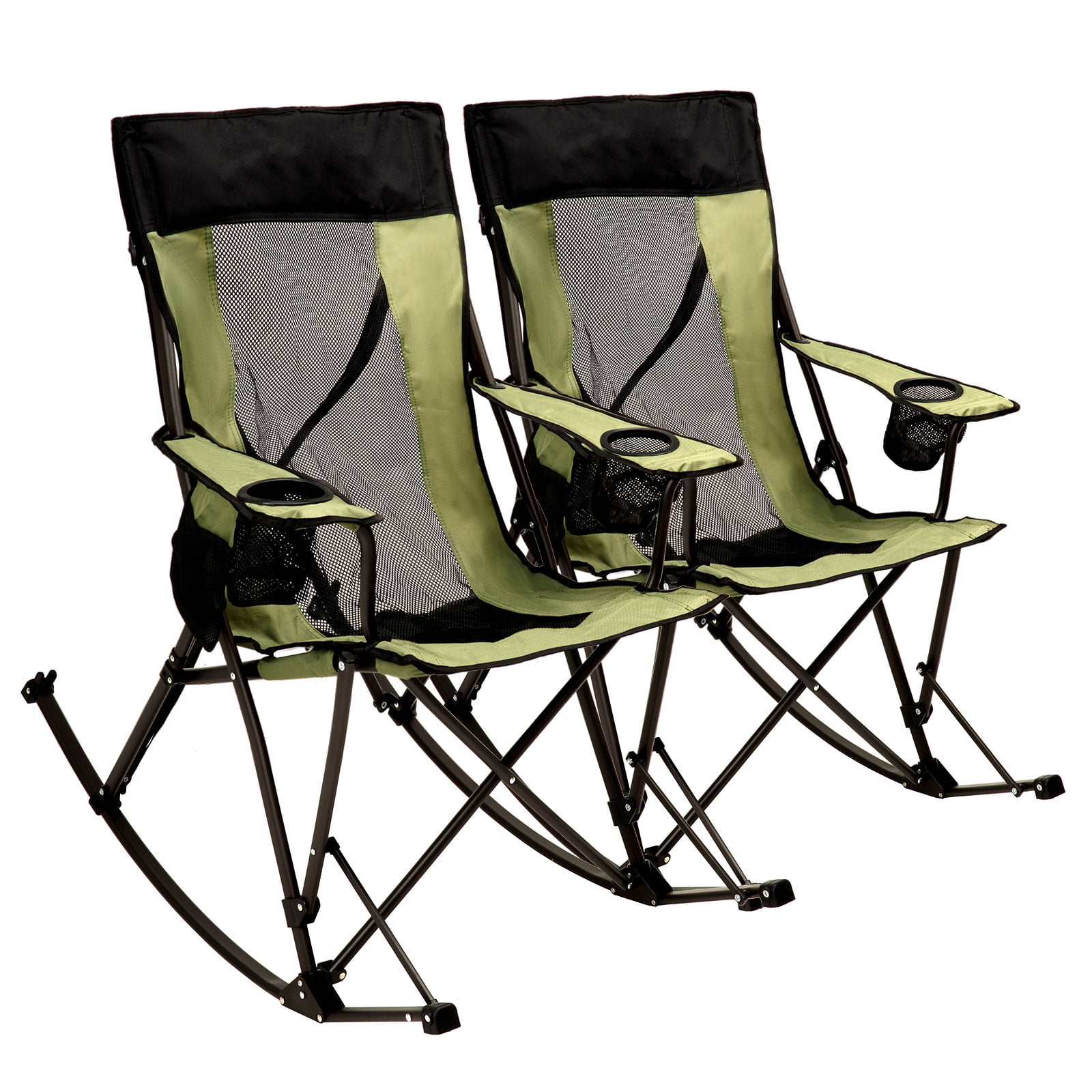 SunnyFeel 2Pcs Camping Rocking Chair For Heavy Duty Adult, Portable