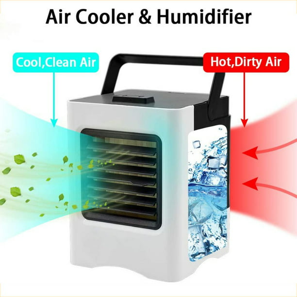 Air Conditioner Fan 4 In 1 Personal USB Air Cooler Mini Purifier Humidifier With LED Lights Recharge