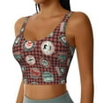 thumbnail image 2 of Fotbe Mountain Adventure Badges Pattern Womens' Sports Bra Longline Wirefree Padded with Medium Support Sports Moisture-Wicking Workou Vest,Tank Top-Medium, 2 of 7