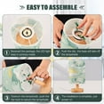 thumbnail image 4 of WOBOGO Illustration Of Cartoon Sleeping Baby Elephants Bedroom Table Lamp USB Power Connector Wooden Base Round Linen Shade For Living Room Desk, 4 of 7