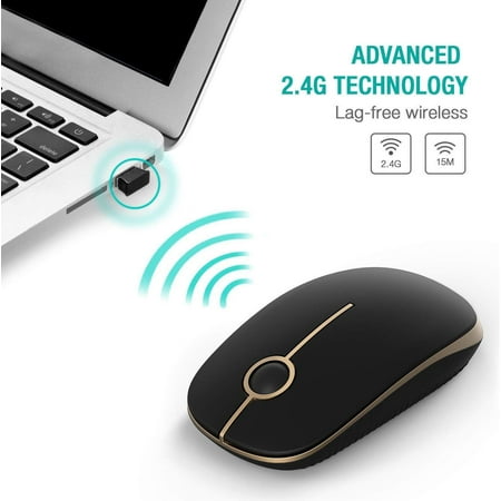 2.4G Slim Wireless Mouse with Nano Receiver, Less Noise, Portable Mobile Optical Mice for Notebook, PC, Laptop, Computer, MacBook MS001 (Black and (Best Optical Mouse In India)