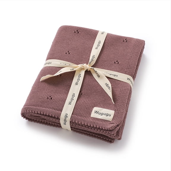YIXPOH Baby Blanket 100% Organic Cotton Knit Swaddle Blanket Soft Warm Receiving Blanket for Newborns Dark Brown