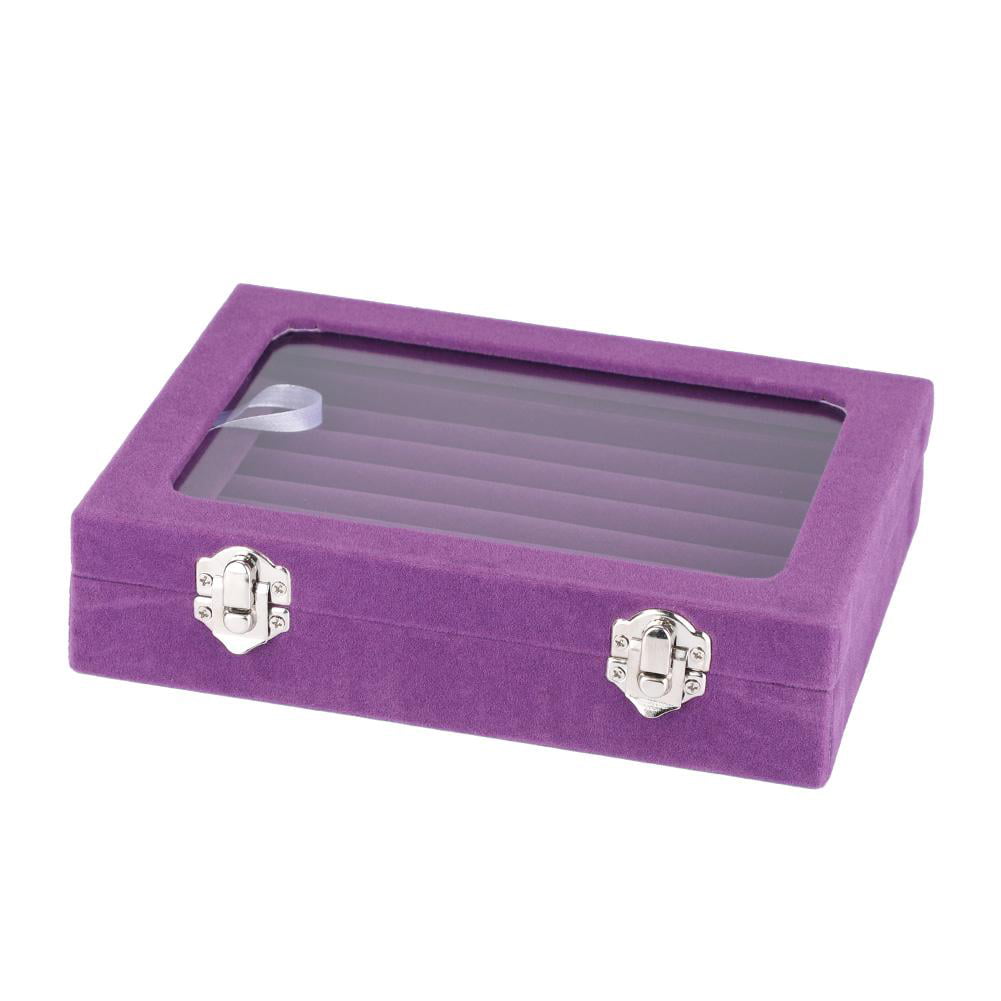 Details about   Decorative Jewelry Tray Display Wooden Sliding Box Clear Window Compartment Ring 