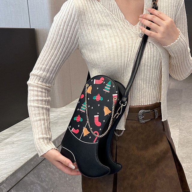 Bolso de mano con cadena para mujer, bolso mensajero creativo, bolso de dulces de Halloween (negro)