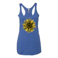 thumbnail image 2 of Wild Bobby, Artsy Cheetah Leopard Print Sunflower, Fashion, Women Tri-Blend Racerback Tank Top, Vintage Royal, Large, 2 of 3