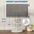 thumbnail image 4 of TAVR Furniture Mobile Floor TV Stand with Shelf and Hidden Wheels for 32-65 inch TV, Height Adjustable TV Cart with Circle Base, White, 4 of 9