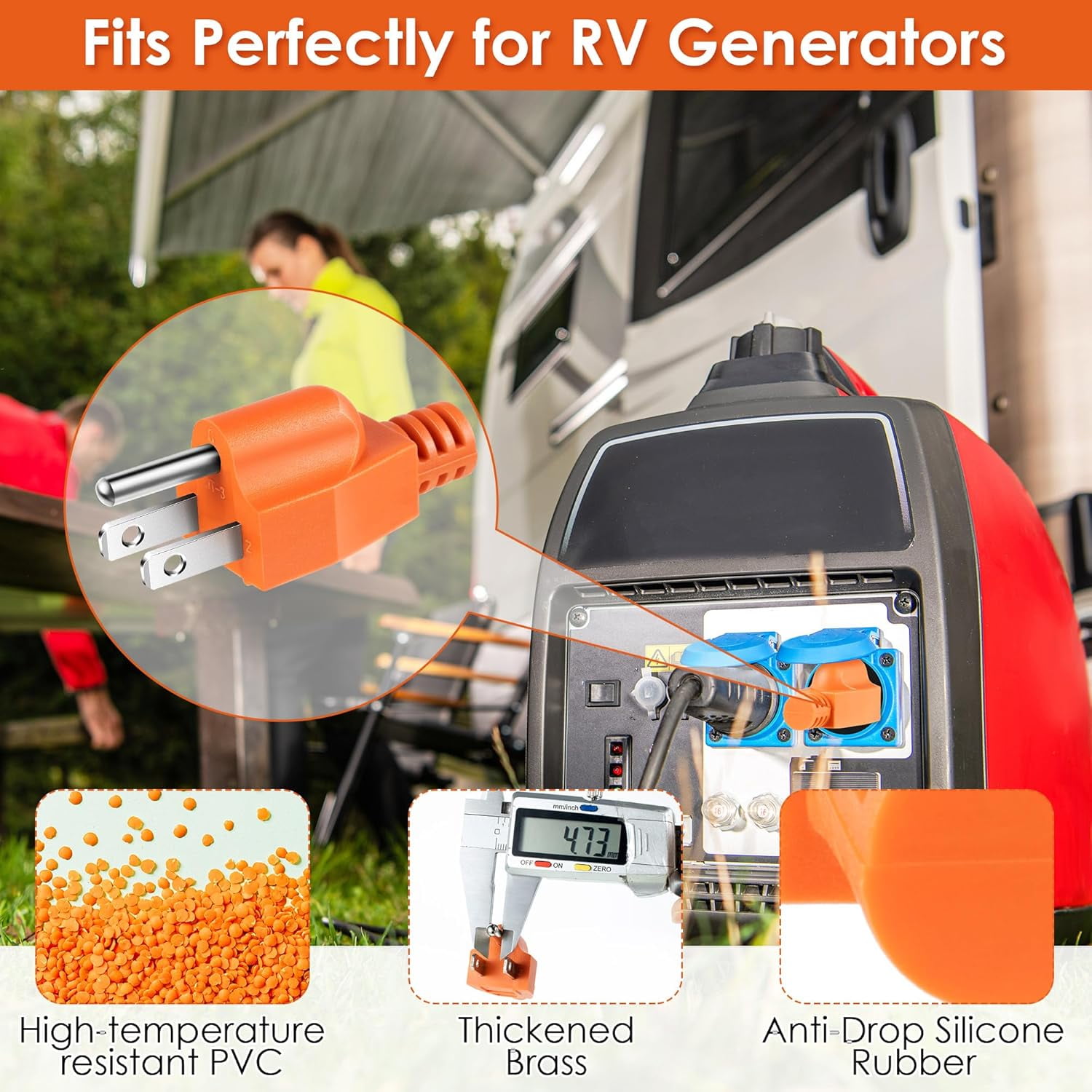Neutral Ground Bonding Plug for Portable Inverter Generator, Generator Plug with Floating Neutral on RV, Motorhome, Camper, Orange, 1 Pack
