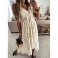 thumbnail image 2 of Women Summer Flowy Maxi Dress Spaghetti Strap V Neck Ruffle Hem Dress Lace Patchwork High Low Ruffle Dress, 2 of 4