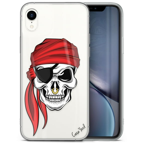 Case Yard iPhone-XR Case Clear Soft & Flexible TPU Ultra Low Profile Slim Fit Thin Shockproof Transparent Bumper Protective Cover Drop Protective Cell Phone Cases (Pirate Skull)