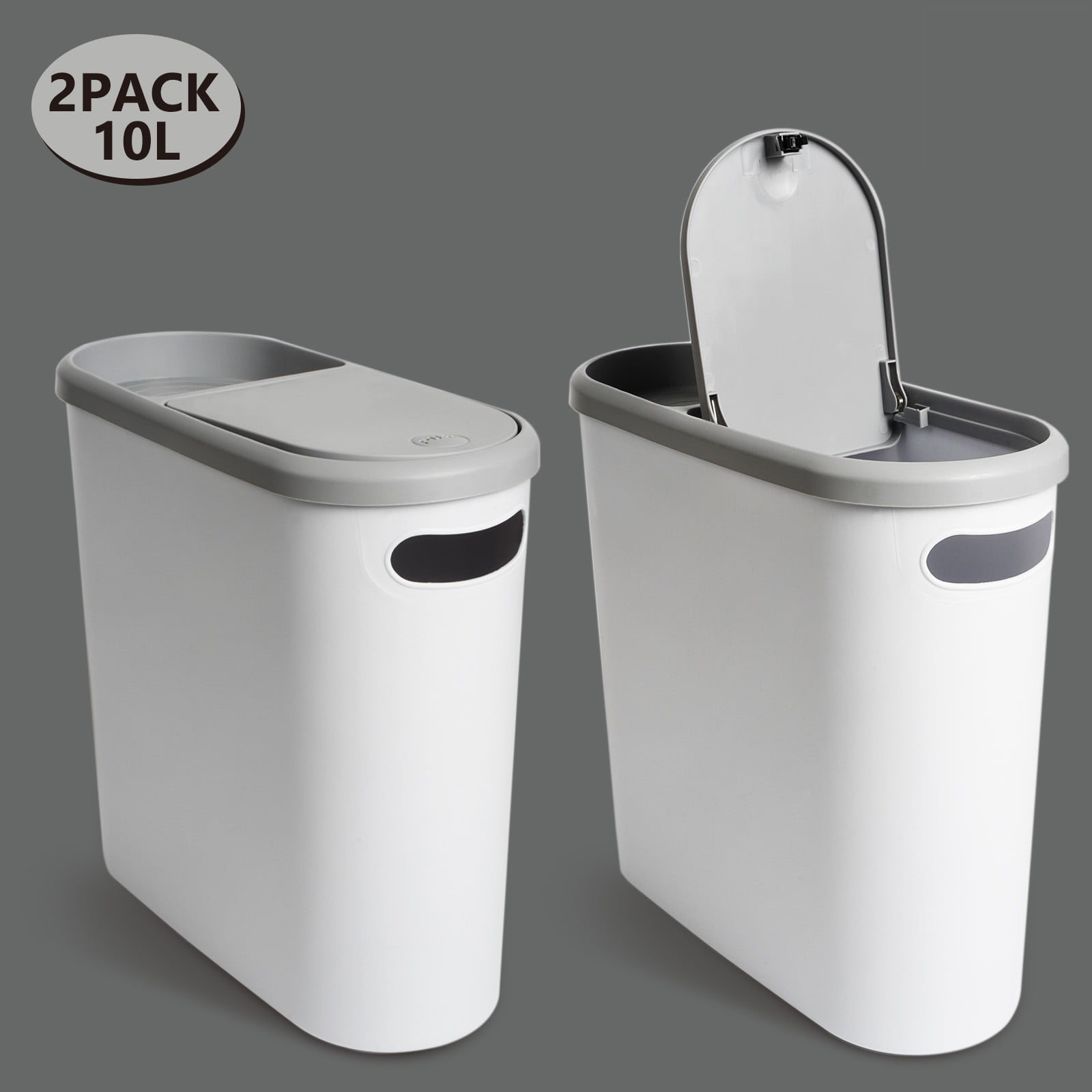 Koomade 2 Packs Bathroom Trash Can, 2.6 Gallon 10 Liters Small Plastic Garbage Bucket Bin With Lid