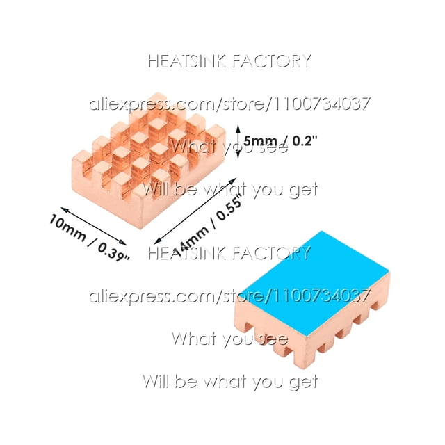 5pcs Pure Copper Heatsink Heat Sink Radiator Cooler for Raspberry / Banana Pi Electronic 3D printer CHIP IC MOS with Thermal Pad 5pcs 10x14x5mm