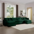thumbnail image 3 of Tabaray Modular Sectional Sofa, U Shaped Corduroy Upholstered Cloud Couch with 2 Ottomans, 4 Seater Comfy Sleeper Deep Seat Sofa for Living Room, Apartment, Studio, Office , Green, 3 of 9