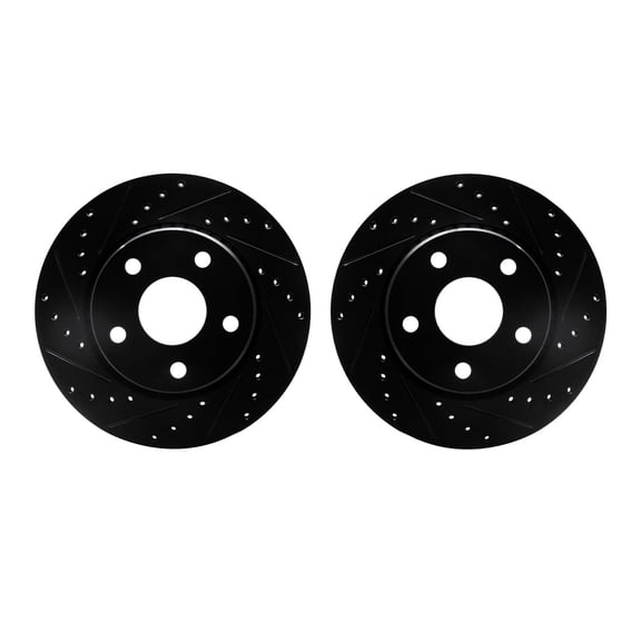 Dynamic Friction Company Front Brake Rotors-Drilled and Slotted-Black 8002-42021
