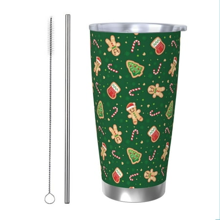 

Matuu green Christmas Element for 20oz Durable Thermal Cups Keep Drinks Cold and Hot Insulated Car Mug with Lid-Straw Two-piece Set
