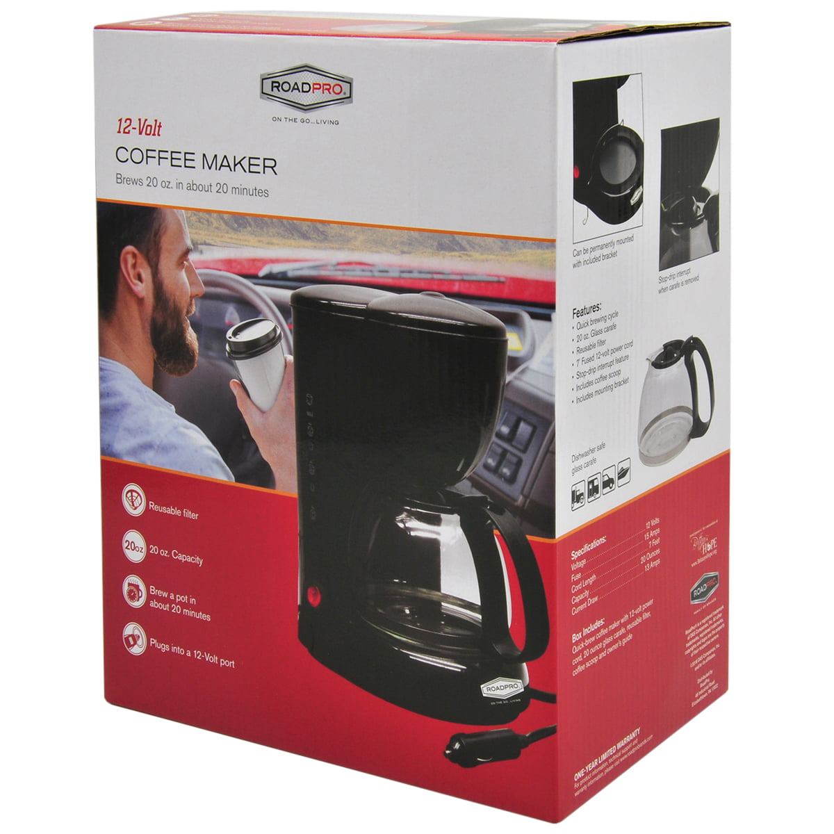12 Volt Coffee Maker with Glass Carafe for Your Vehicle