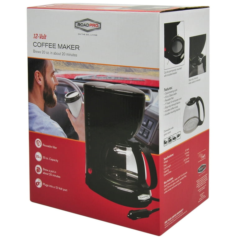 RoadPro RPSC785 12V Coffee Maker with Glass Carafe