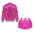 thumbnail image 4 of Hansber Kids Girls Sequins Hip Hop Jazz Dance Outfits Sparkly Long Sleeve Zipper Bomber Jacket with Skirts Hot Pink 10, 4 of 7