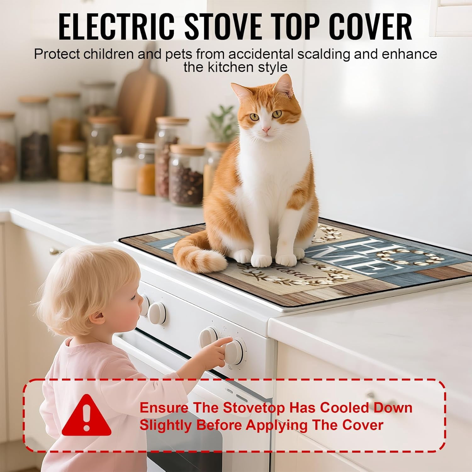 Stove Top Cover for Electric/Glass Stove, Flat Top Cooktop Protector, Electric Cooktop Cover, Extra Counter Space for Kitchen (HOME LOVE)