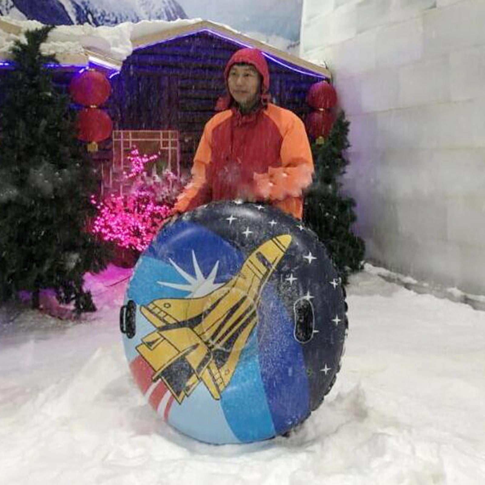 DimyFew Inflatable PVC Snow Tube Freeze-resistant -thick Bottom Recreation Sports Skiing 120cm Round Rocket